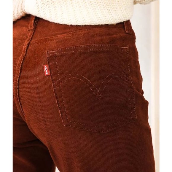 Levi's Premium Wedgie Straight Corduroy Cherry Mahogany Brown Pants - Picture 10 of 14